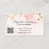 Blush roze marmer sterren logo elegant QR-code Visitekaartje (Achterkant)