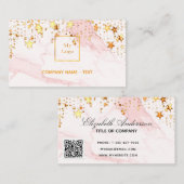 Blush roze marmer sterren logo elegant QR-code Visitekaartje (Voorkant / Achterkant)