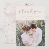 Blush roze marmer | Weddenfoto Hartelijk dank Bedankkaart (Voorkant / Achterkant)
