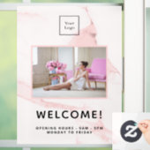 Blush roze marmeren bedrijfslogo foto welkom raamsticker (Huis)