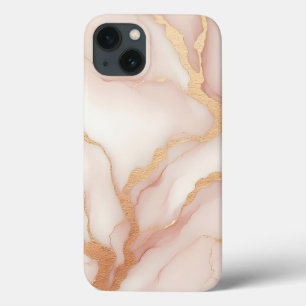 Blush Roze Marmeren iPhone 13 Hoesje met Gouden Ad