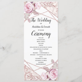 Blush Roze Marmeren Lijst Flora Trouwprogramma Programmakaart