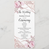 Blush Roze Marmeren Lijst Flora Trouwprogramma Programmakaart (Voorkant)