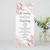 Blush Roze Marmeren Lijst Flora Trouwprogramma Programmakaart (Staand voorkant)