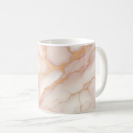 Blush roze marmeren Mok met gouden aderen (Voorkant rechts)