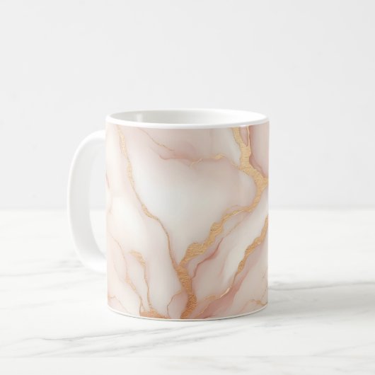 Blush roze marmeren Mok met gouden aderen (Voorkant links)