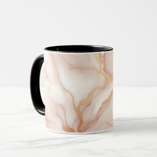 Blush roze marmeren Mok met gouden aderen (Voorkant links)