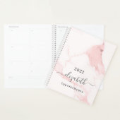 Blush roze marmeren naam elegant bedrijf 2025 planner (Display)