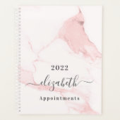 Blush roze marmeren naam elegant bedrijf 2025 planner (Voorkant)
