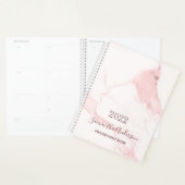 Blush roze marmeren naam elegant bedrijf 2026 planner (Display)
