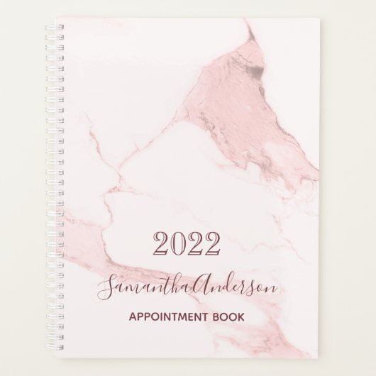 Blush roze marmeren naam elegant bedrijf 2026 planner (Voorkant)