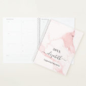 Blush roze marmeren naam elegant bedrijf 2026 planner (Display)
