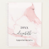 Blush roze marmeren naam elegant bedrijf 2026 planner (Voorkant)