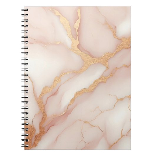 Blush roze marmeren Notitieboek met gouden aderen (Voorkant)