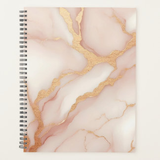 Blush Roze Marmeren Planner met Gouden Aderen