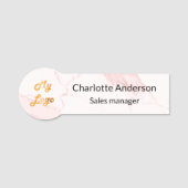 Blush roze marmering bedrijfsmedewerker logo naamplaatje (Voorkant)