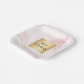 Blush roze marmering business logo papieren bordje (Gebogen)
