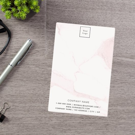 Blush roze marmering business logo post-it® notes