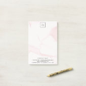 Blush roze marmering business logo post-it® notes (Op bureau)