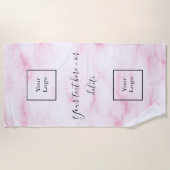 Blush roze marmering company logo business strandlaken (Voorkant)