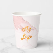 Blush roze marmering voor bedrijven logo papieren bekers (Achterkant)