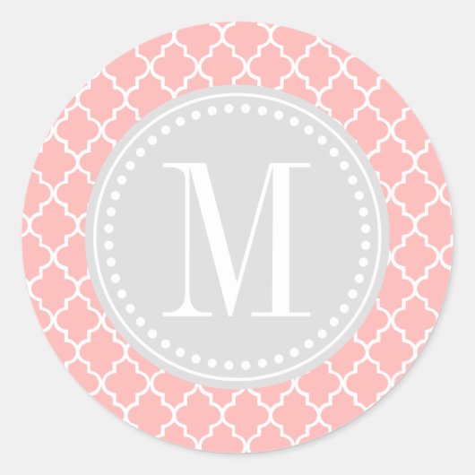 Blush Roze Marokkaanse Tegels Lattice Gepersonalis Ronde Sticker (Voorkant)