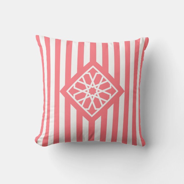 Blush roze Marokkaanse Zellige bloem symbool Kussen (Voorkant)