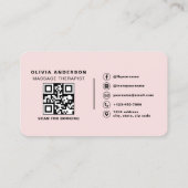Blush Roze Massage Therapeute QR Code Visitekaartje (Achterkant)