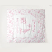 Blush Roze Meisje Baby shower Banner Safari Toile Wandkleed (Voorkant (horizontaal))
