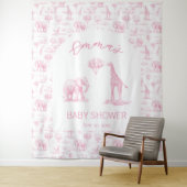 Blush Roze Meisje Baby shower Banner Safari Toile Wandkleed (In situ)