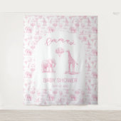 Blush Roze Meisje Baby shower Banner Safari Toile Wandkleed (Voorkant)