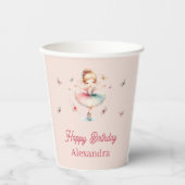  Blush Roze Meisje Ballerina Verjaardagsfeest Papieren Bekers (Voorkant)