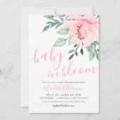 Blush Roze Meisje Bloemen Baby in Bloom Shower Kaart (Voorkant)