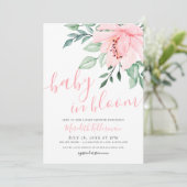 Blush Roze Meisje Bloemen Baby in Bloom Shower Kaart (Staand voorkant)