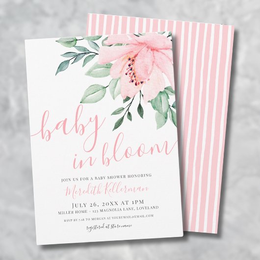 Blush Roze Meisje Bloemen Baby in Bloom Shower Kaart