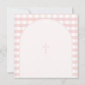 Blush roze meisje doopBow Pearl Ketting Kaart (Achterkant)