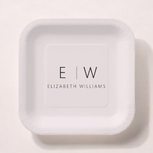 Blush Roze Meisje Elegant Modern Minimalist Papieren Bordje