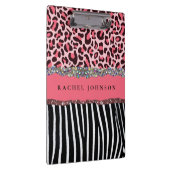 Blush roze meisje Glitter Leopard Print Spiral nie Klembord (Rechts)