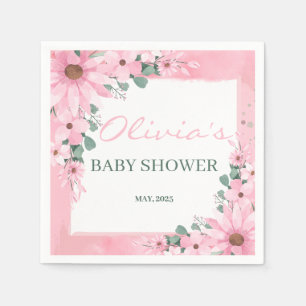 Blush Roze Meisje in bloei Baby shower Servet