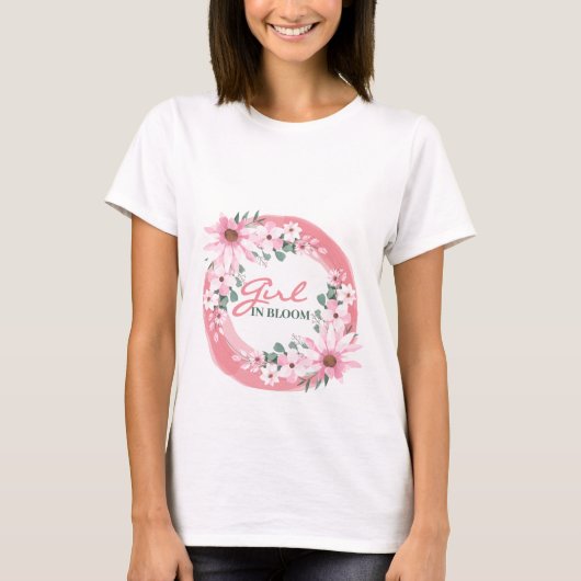 Blush Roze Meisje in bloei Baby shower T-shirt (Voorkant)