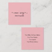 Blush Roze Meisje Kalligrafie Classy Event Planner Vierkante Visitekaartje (Voorkant / Achterkant)