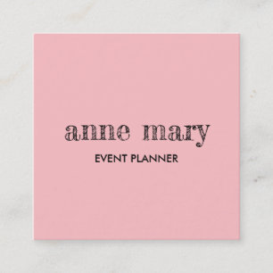 Blush Roze Meisje Kalligrafie Event Planner Elegan Vierkante Visitekaartje