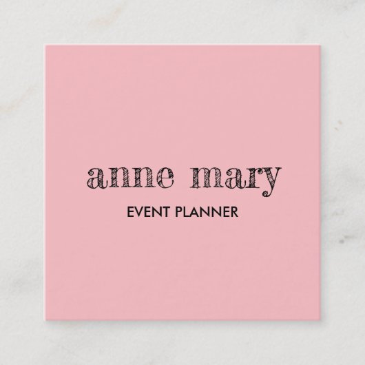 Blush Roze Meisje Kalligrafie Event Planner Elegan Vierkante Visitekaartje (Voorkant)