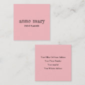 Blush Roze Meisje Kalligrafie Event Planner Elegan Vierkante Visitekaartje (Voorkant / Achterkant)