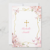 Blush roze meisje met Bijbel Eerste Heilige Commun Kaart (Achterkant)