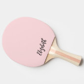 Blush Roze Meisje Modern Script Monogram Naam Tafeltennisbatje (Zijkant)