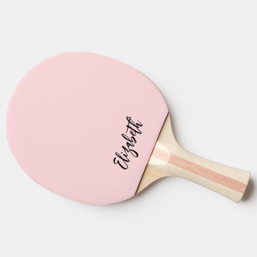 Blush Roze Meisje Modern Script Monogram Naam Tafeltennisbatje (Zijkant)