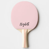 Blush Roze Meisje Modern Script Monogram Naam Tafeltennisbatje (Voorkant)