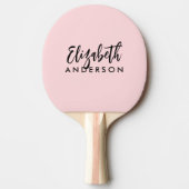 Blush Roze Meisje Modern Script Monogram Naam Tafeltennisbatje (Voorkant)