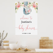 Blush roze meisje olifant baby shower welkom bord poster (Keuken)